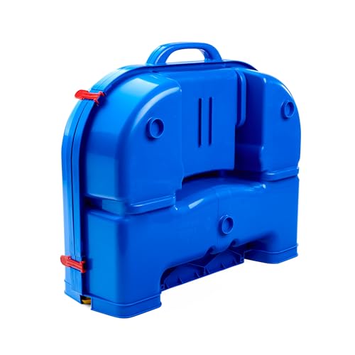 AquaPlay - LockBox - Waterway as a carrying case with 27 pieces, game set including 1 Hippo Wilma, amphibious car, and container boat, for children aged 3 and up, 8700001516, Blue