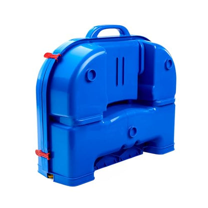 AquaPlay - LockBox - Waterway as a carrying case with 27 pieces, game set including 1 Hippo Wilma, amphibious car, and container boat, for children aged 3 and up, 8700001516, Blue