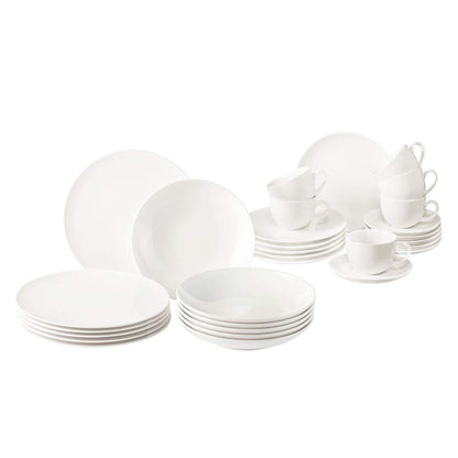 vivo by Villeroy & Boch Group - New Fresh Basic Combo Set, 30-piece Tableware Set, Hard Porcelain, Dishwasher and Microwave Safe, White