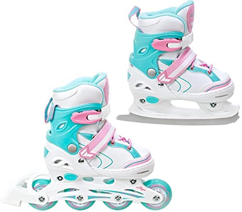 RAVEN 2in1 Ice Skates Inline Skates for Kids Girls adjustable (Lia Mint, 30-33 (18.5cm-20.5cm))