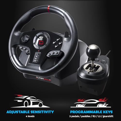 SUBSONIC Superdrive Gs850-X Racing Wheel with manual gearshift, 3 pedals, paddle shifters for Xbox Series X/S, Ps4, Xbox One (programmable for all games)