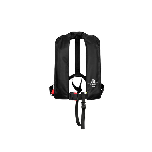 12skipper automatic life jacket 165N ISO with waistbelt, black.