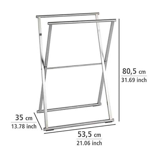WENKO towel stand Lava stainless steel - clothes rack, foldable, stainless steel rustproof, 53.5 x 80.5 x 35 cm, shiny, 80.5 x 35 x 53.5 cm.