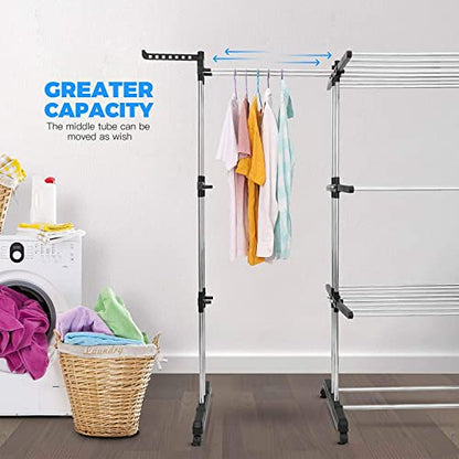 johgee laundry rack tower, folding clothes dryer with 6 collapsible wings on 3 levels, space-saving tower laundry rack for large families