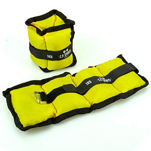 C.P.Sports Weight Cuffs Pairs for wrists & ankles | Weights for arms & legs | 0.5KG to 8KG | Ankle Weights for fitness, jogging, endurance, strength training | 2X 1.0KG + 2X 2.0KG + 2X 3.0KG