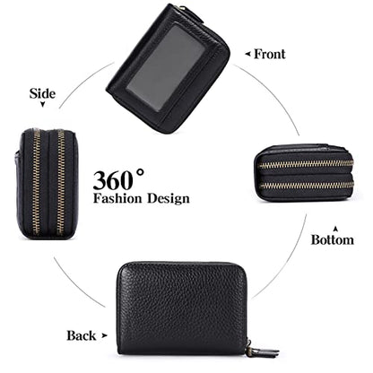 GAEKEAO women's small wallet made of genuine leather, wallet for women with RFID protection, mini women's purse with coin pocket zipper wallet card holder with many card slots.