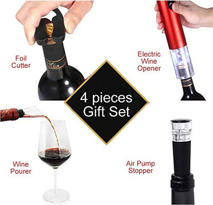 Corkscrew, Bi-Comfort Electric Wine Opener, Automatic Bottle Opener, Wine Bottle Opener Luxury Gift Set includes foil cutter, wine pourer, and vacuum wine stopper.