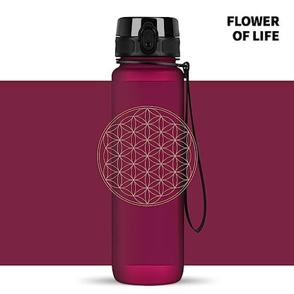 720°DGREE water bottle 1l with motif "uberBottle" + sieve - Leak-proof, lightweight, BPA-free, shatterproof - Water bottle for university, sports, fitness, cycling, outdoor - Reusable Tritan sports bottle - Red