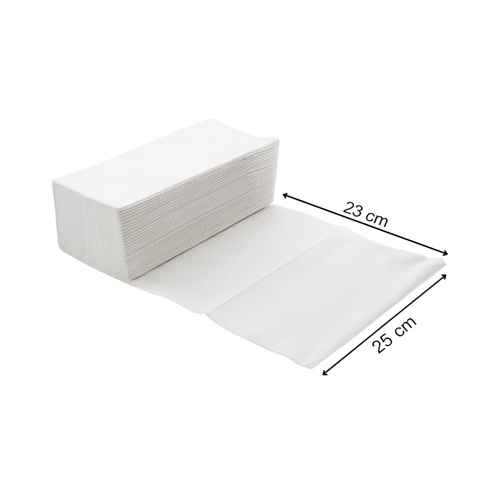 Unpack Pakla 4000 Sheets White Paper Towels - 2-ply, 25 x 23 cm ZZ-Fold - Universal Disposable Towels for Dispenser - All-Purpose Paper Towels - Single-use, Dispenser Compatible