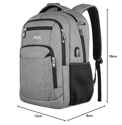 YAMTION backpack for men and women, school backpack for 17.3 inch laptop, waterproof business daypacks for boys and teenagers with USB charging port.
