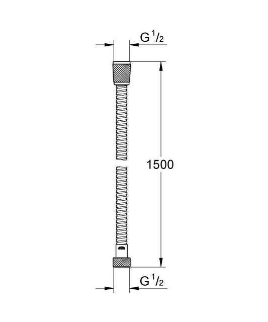 GROHE Vitalioflex - Metal shower hose (1500 mm, reinforced design, kink-resistant, heat-resistant), matte black, 27502KS1