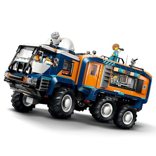 LEGO City Arctic Truck with Lab - build and play set - exploration vehicle with steering and suspension - includes snowmobile, 5 mini-figures, and 3 wolf figures - gift for boys 8 years and older - 60471