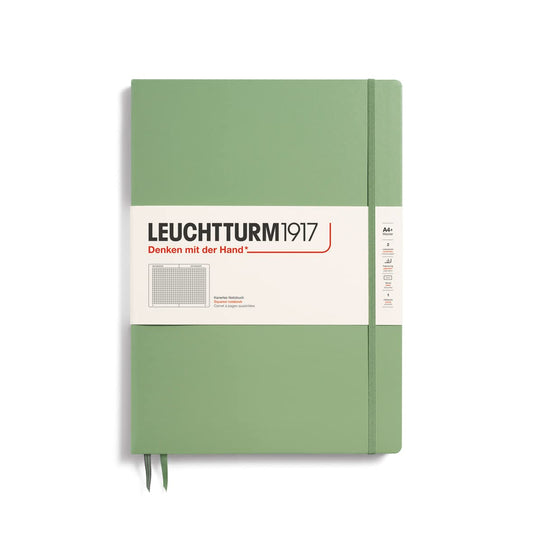 Lighthouse1917 363919 Notebook Master Slim (A4+) Hardcover, 121 numbered pages, Sage, squared