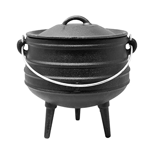 ToCi's Big BBQ Fire Pot Beefalo | pre-seasoned cast iron pot | Dutch Oven 3 liters | South African braising pot Potjie #1 | grill pot with lid | rocket stove outdoor with legs