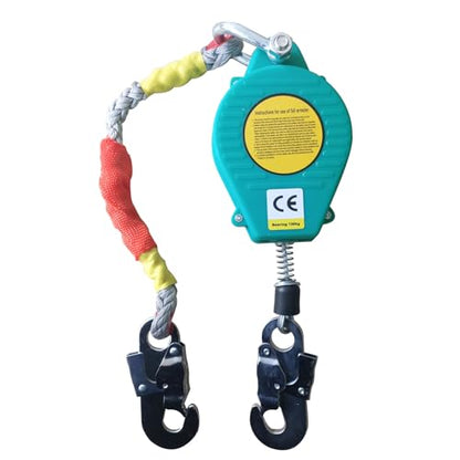 Aocay fall protection device 3m, retractable lifeline for roofers and scaffolders, portable fall arrest system, person fall limiter with hooks, maximum capacity 150kg.