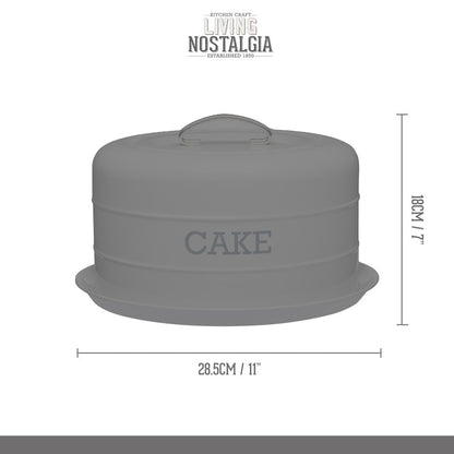 KitchenCraft Living Nostalgia Cake Tin, airtight cake tin/cake dome, 28.5 x 18 cm, cream antique