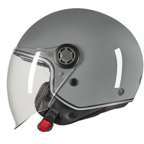 VINZ Pavia jet helmet with double visor | scooter helmet fashion helmet | in sizes XS-XXL | Jet helmet with sun visor | ECE 22.06 certified | motorcycle helmet with visor - gray