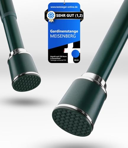 MEISENBERG telescopic rod 87-120 cm Ø32mm, Green - Curtain rod without drilling, Extendable clamp rod, Curtain rod for clamping - Perfect for curtains & drapes.