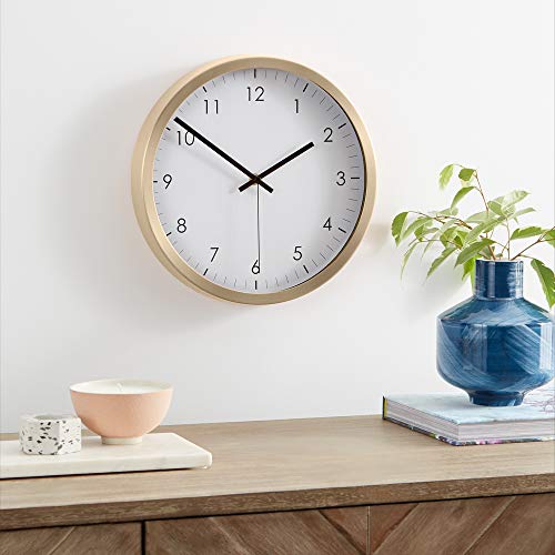 Amazon Basics - Wall Clock, Traditional Design, 30.5 cm, Brass Color