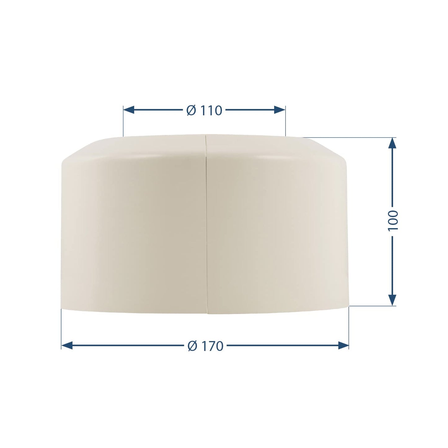 Sanitop-Wingenroth clamping rosette for connection bend or pipe | Ø 110 mm | Height 100 mm | Wall rosette for toilet | Covering up unsightly areas | Cover rosette for toilet | Plastic | Pergamon | 21788 0