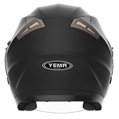 Jethelm, scooter helmet, crash helmet, chopper helmet - YEMA YM-627 motorcycle helmet ECE with double visor sun visor for women men adults-Black Matt-XL