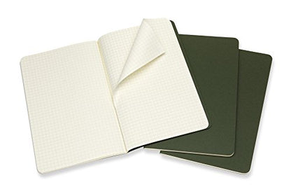 Moleskine Cahier Large, A5, 3 pack, Checkered, Cardboard cover, Myrtle Green