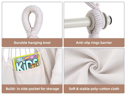 Ohuhu hanging chair with 2 pillows and ceiling hook kit, outdoor XL hanging chair up to 150 kg for adults & girls, hanging seat suspension for indoor/outdoor bedroom and garden (white rice)