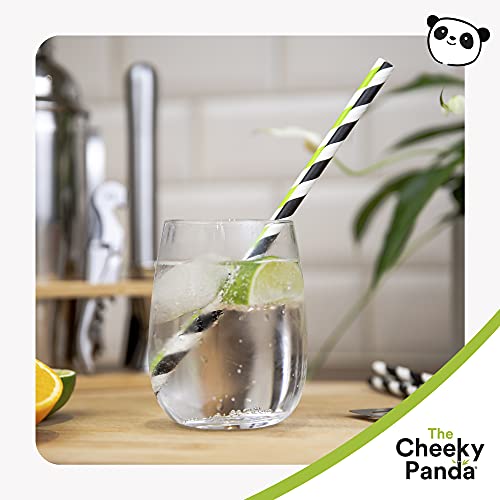 The Cheeky Panda - Bamboo Straws - 24x 250 pieces - Color: Black/White - Eco-friendly & biodegradable drinking straws - Perfect for drinks, cocktails & smoothies.