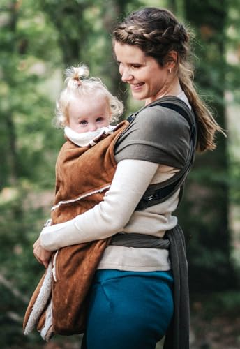 manduca by MaM® > Babywearing Cover Flex < warm & waterproof cover for baby carriers, easy to put on (Promenade Sherpa Brown Sugar)