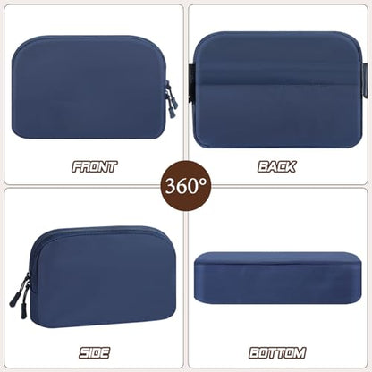 MoKo Running Waist Pack, Fanny Pack Belt Bag for Men Women, Nylon Sports Bag with Adjustable Straps & Zipper for Sports Running Travel Driving Hiking - Navy Blue