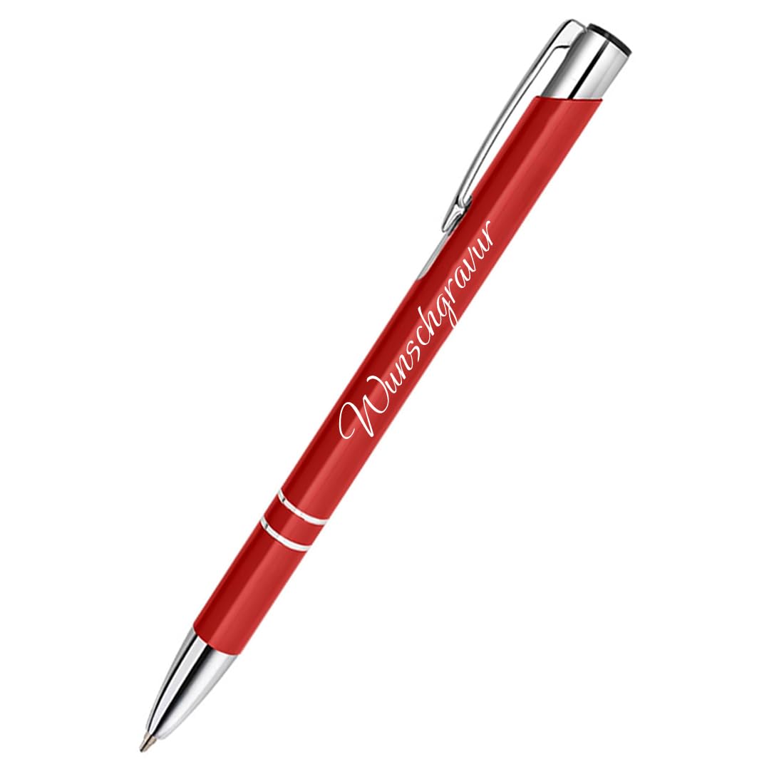 Polar effect 20 red metal pens with engraving - great birthday gift idea - promotional item - refillable jumbo ink cartridge - blue ink.