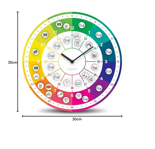 Cander Berlin MNU 11930 A Children's silent wall clock with magnet photos 30 cm Children's room daily routine learning clock Children's room analog without ticking noises Girls Boys