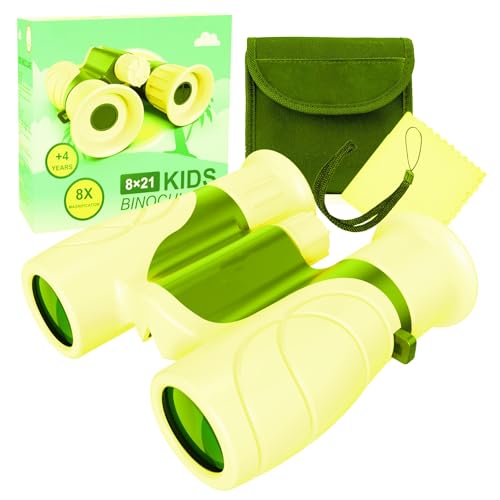 kizplays explorer set, kids binoculars, kids adventure explorer toy set with bug catcher tweezers insect viewer compass magnifying glass, yellow
