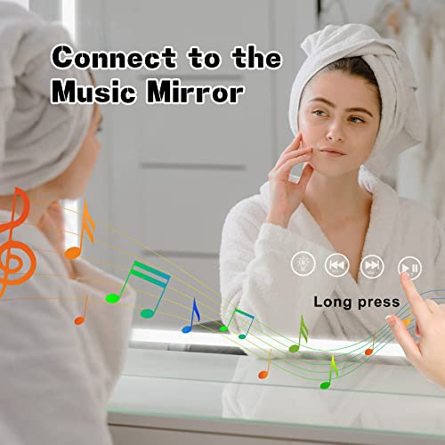 Sanitemodar LED bathroom mirror with Bluetooth 70x90cm, fog-free bathroom mirror with lighting, wall mirror with three-colored lights, touch switch