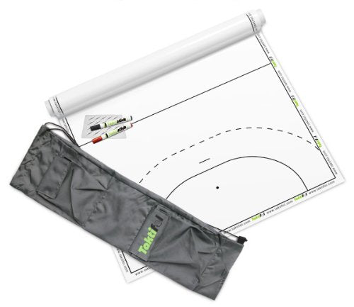 Taktifol Handball Starter Set - includes roll with 25 sheets (handball field), 2 markers (black & red), wiping cloth, and carrying bag. Self-adhesive, rewritable coaching film.
