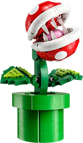 Lego 71426 Super Mario Piranha Plant Set, movable figure with pipe and 2 coin elements, model kit for adults to build, bedroom decor, gift for men, women, and teens.