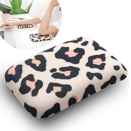 LargeLeaf ergonomic wrist and elbow rest for desk with memory foam and non-slip bottom, relieves elbow pain (16 * 11cm, leopard print, 1)