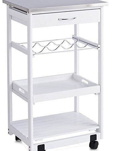 Zeller 13772 kitchen trolley with stainless steel top, white, approx. 47 x 37 x 82 cm