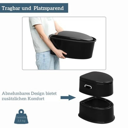 Bonnlo Portable Camping Toilet, Removable Inner Bucket Mobile Toilet with Seat, Lid, and Toilet Paper Holder, for Camping (Black)