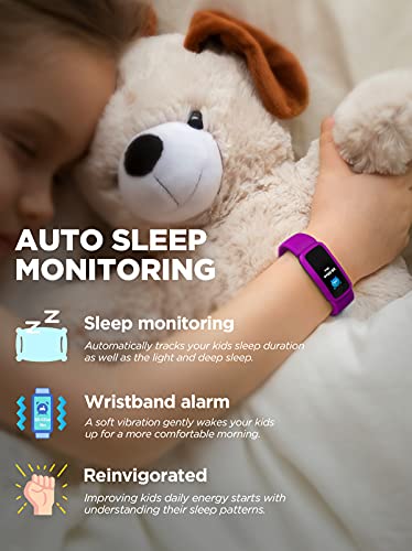 BIGGERFIVE Vigor fitness wristband watch for kids girls boys aged 5-15 years, fitness tracker smartwatch with step counter heart rate monitor calorie tracker and sleep monitor, IP68 waterproof activity tracker.