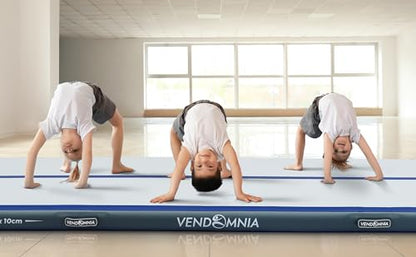 VENDOMNIA Airtrack Mat, inflatable gymnastics mat in 10/20cm height, available in 1/2/3/4/5/6/7/8m length, with electric pump & bag. Perfect for tumbling, training, fitness, sports, and yoga.