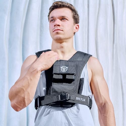 Eric Flag Weight Vest 20kg or 10kg - Adjustable Weighted Vest for CrossFit, Strength Training, Calisthenics, and Gym. Comfortable vest with removable metal weights, suitable for both men and women.