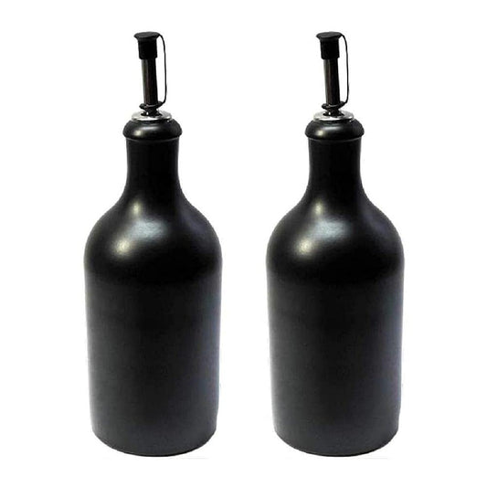 2 x Oil bottle oil dispenser 500 ml ceramic black with spout Made in Germany