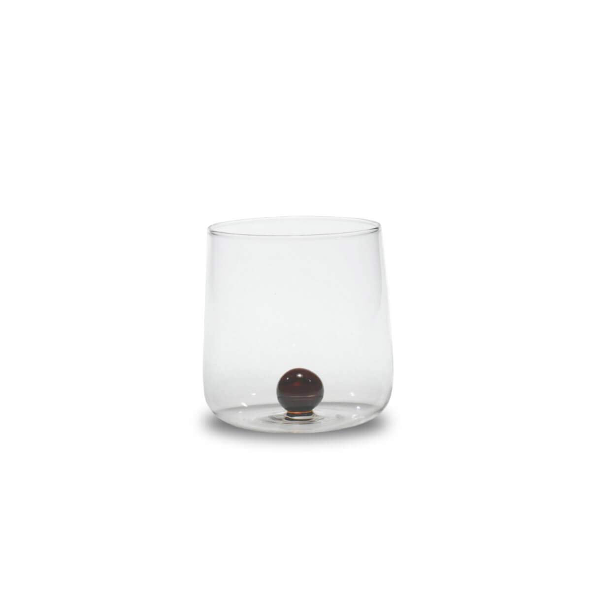 Saffron Bilia Tumbler Set 6 water glasses clear with ball in 6 different colors.