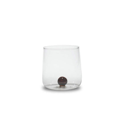 Saffron Bilia Tumbler Set 6 water glasses clear with ball in 6 different colors.