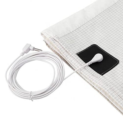 Cosmowaves Fitted Sheet Set (90x200x20cm) for grounding the body - includes grounding cable and plug - Available in 12 different sizes - 3% silver thread content and 97% cotton.