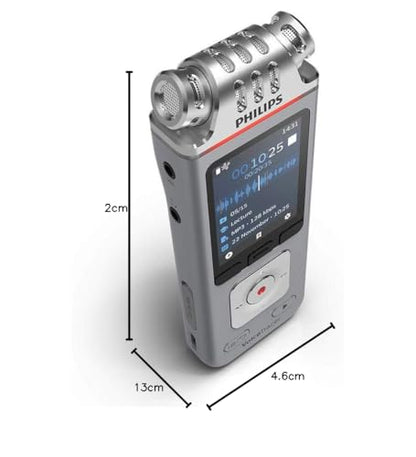Philips VoiceTracer Audio Recorder DVT4110 digital dictation device for lectures and interviews, 3 high-fidelity microphones, 8GB, smartphone app (Android/iOS)