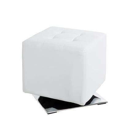 HAKU Furniture Stool Chrome, white, faux leather, metal - Dimensions: W 40 cm x H 42 cm x D 40 cm, Style: Modern