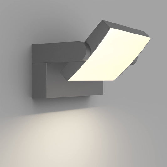 Klighten 24W outdoor indoor wall light, waterproof IP65 modern wall lamp with swiveling LED panel for patio entrance, 1500 lumens, dark grey, natural white 4000K.