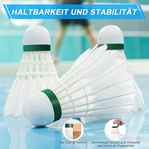 Philonext Badminton Goose Feathers, Sturdy and Durable, for Sports, Training, Badminton Shuttles, for Indoor and Outdoor Play, Shuttlecocks, Sports, Training, Badminton.